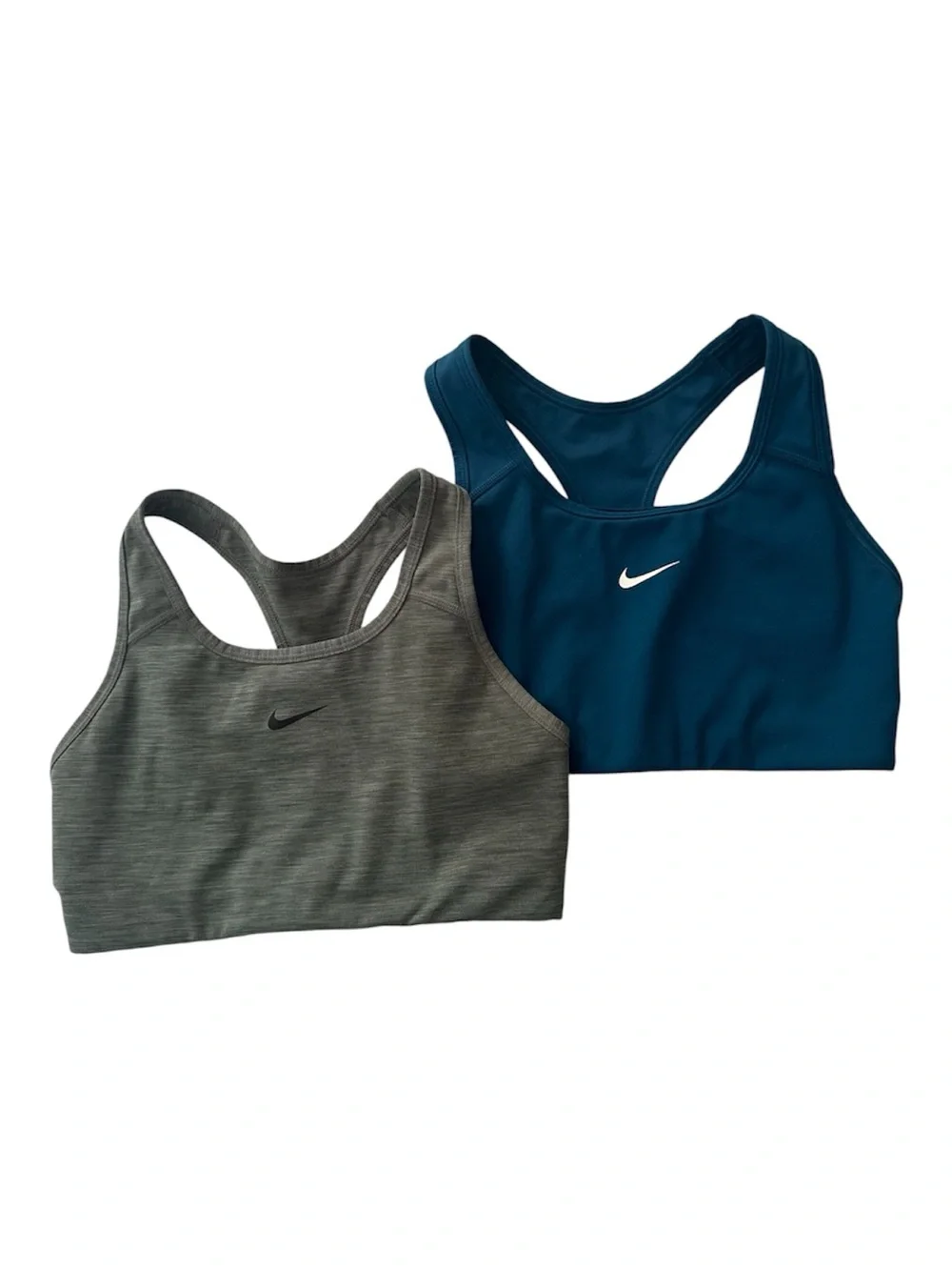 Nike Racerback Sports Bra bundle- Teal Blue & Heather Gray